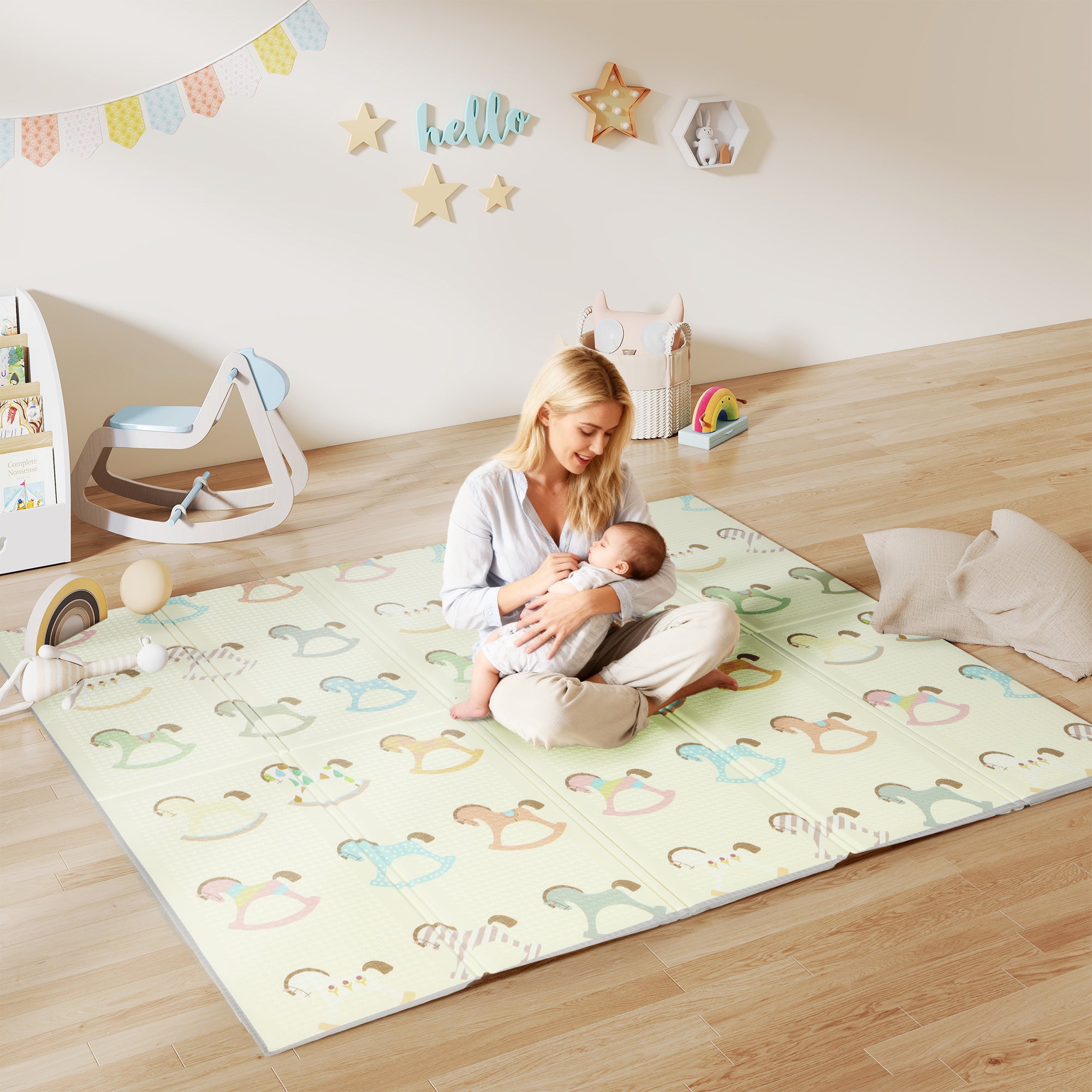Foldable Double-Sided Baby Play Mat, For Toddlers, Bedrooms, Nurseries, Playrooms