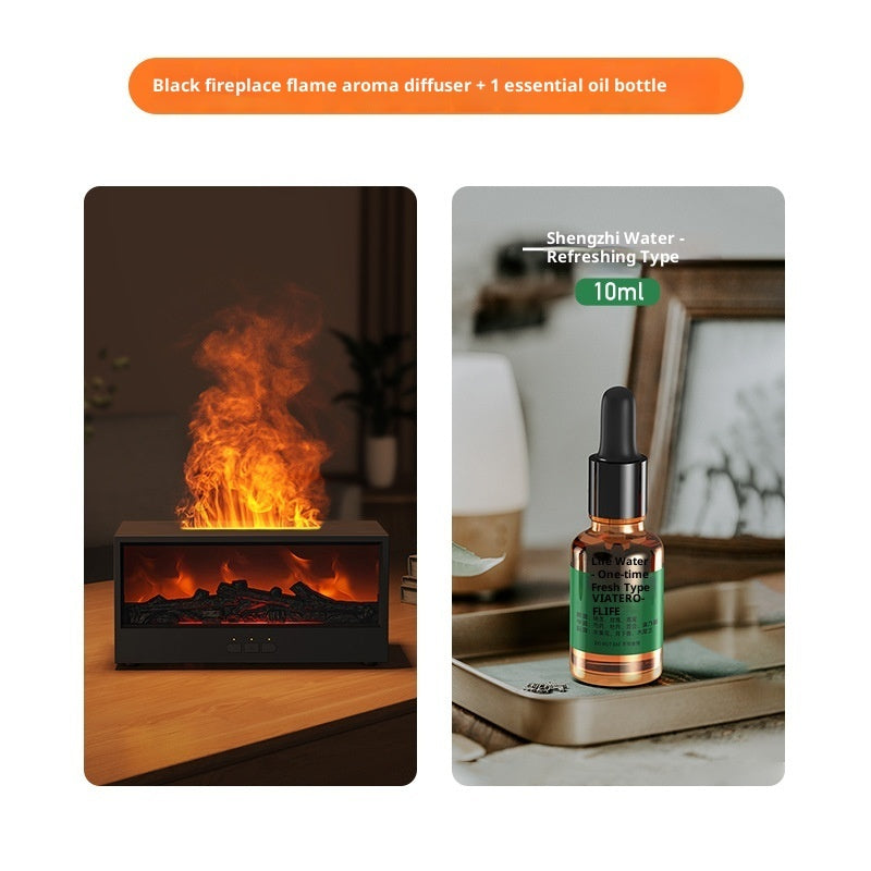3D Fireplace Flame Aroma Diffuser, Desktop Home Remote Control Humidifier