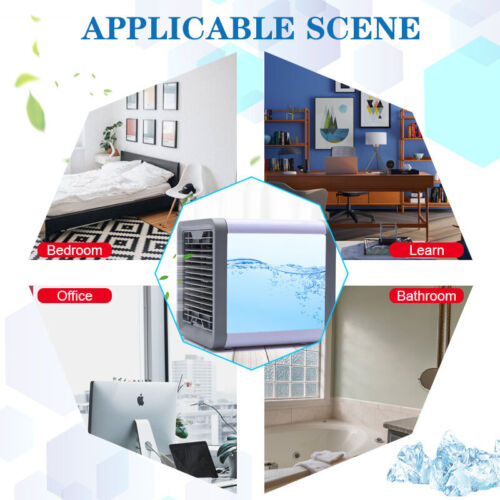 Air Cooler Fan Mini Portable Conditioner Humidifier Bedroom Desk USB 7LED Gift