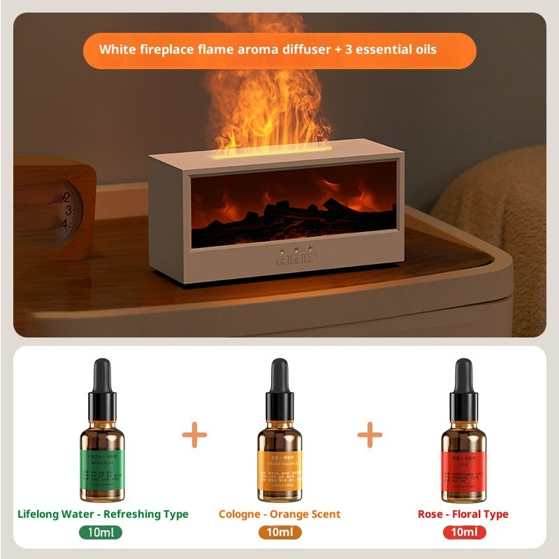 3D Fireplace Flame Aroma Diffuser, Desktop Home Remote Control Humidifier