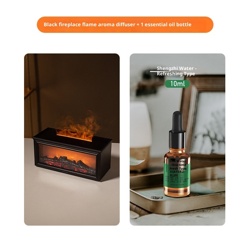 3D Fireplace Flame Aroma Diffuser, Desktop Home Remote Control Humidifier