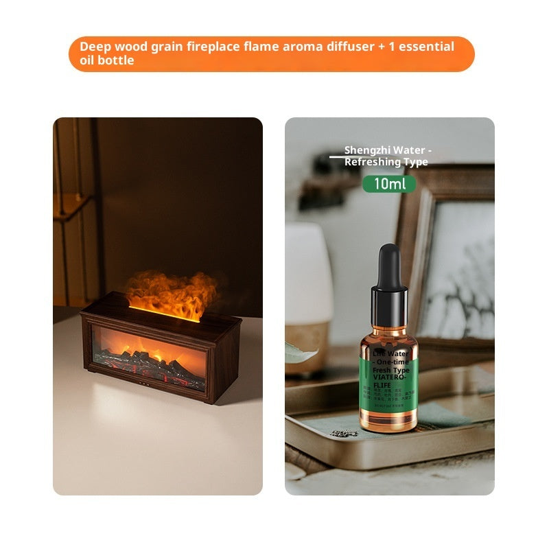 3D Fireplace Flame Aroma Diffuser, Desktop Home Remote Control Humidifier
