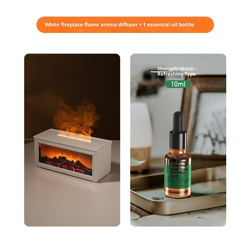 3D Fireplace Flame Aroma Diffuser, Desktop Home Remote Control Humidifier