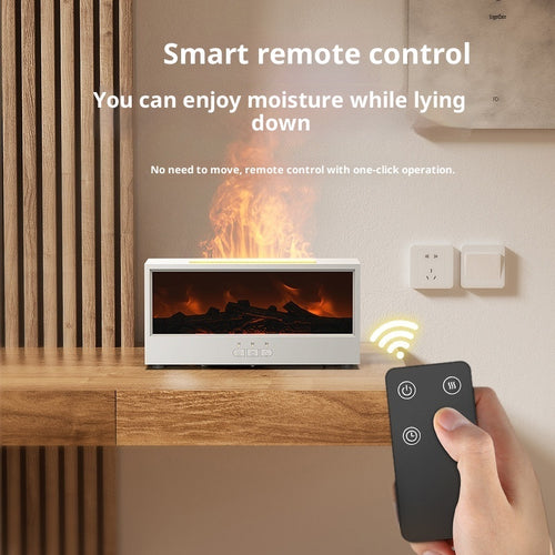 3D Fireplace Flame Aroma Diffuser, Desktop Home Remote Control Humidifier