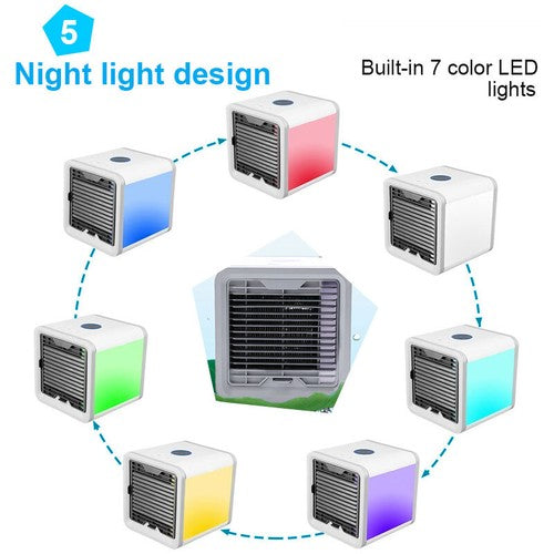 Air Cooler Fan Mini Portable Conditioner Humidifier Bedroom Desk USB 7LED Gift