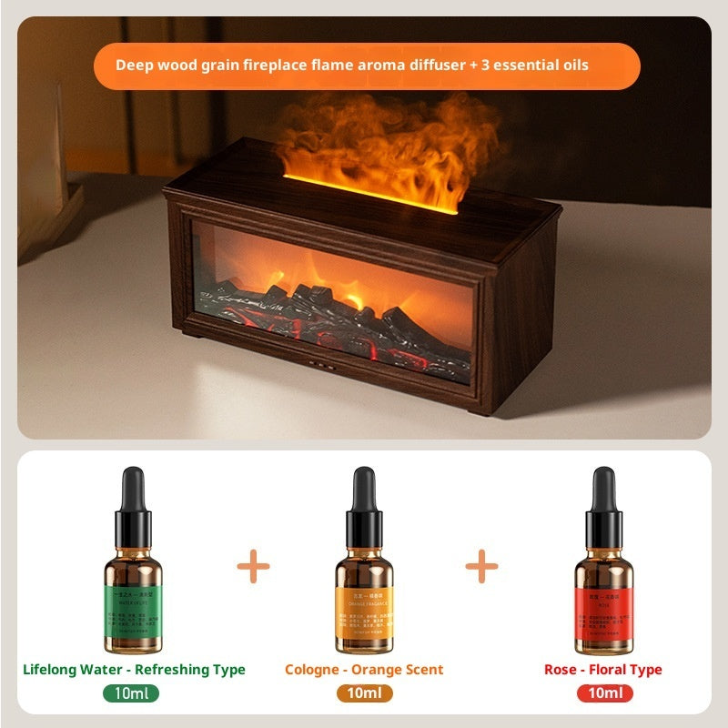 3D Fireplace Flame Aroma Diffuser, Desktop Home Remote Control Humidifier