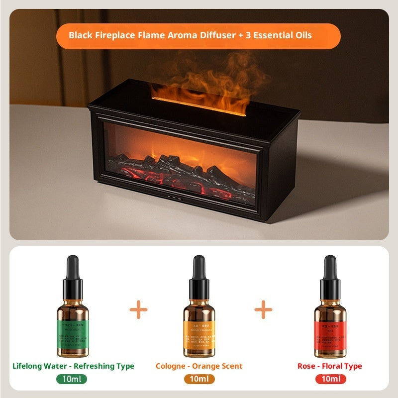 3D Fireplace Flame Aroma Diffuser, Desktop Home Remote Control Humidifier