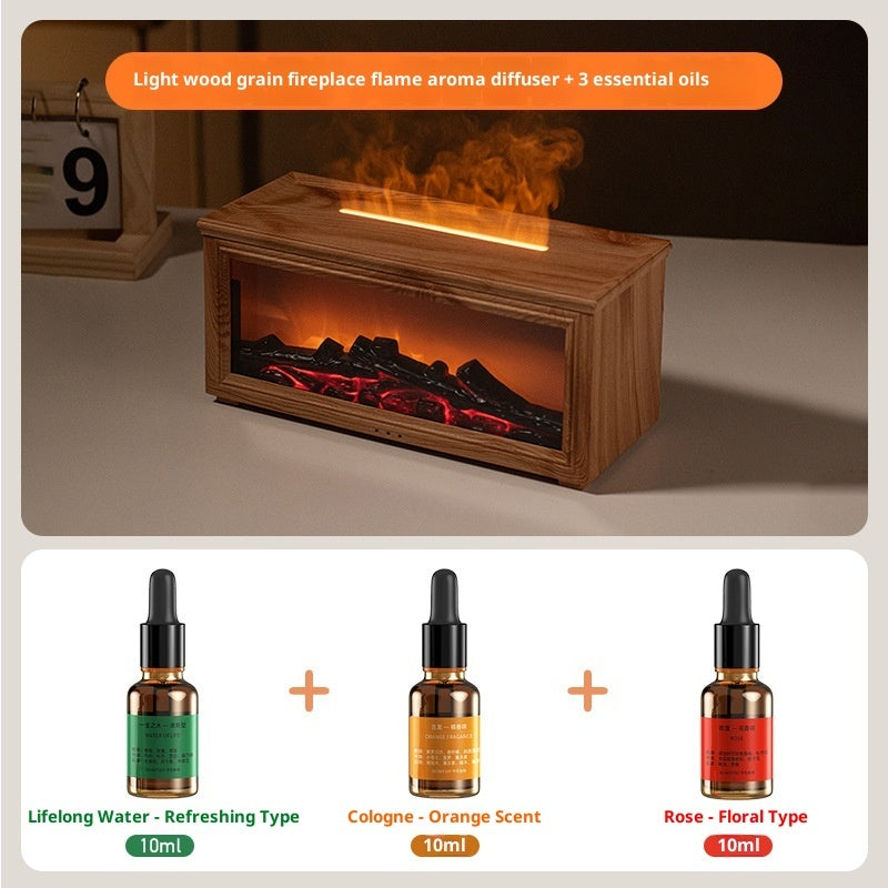 3D Fireplace Flame Aroma Diffuser, Desktop Home Remote Control Humidifier