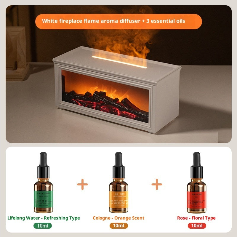 3D Fireplace Flame Aroma Diffuser, Desktop Home Remote Control Humidifier