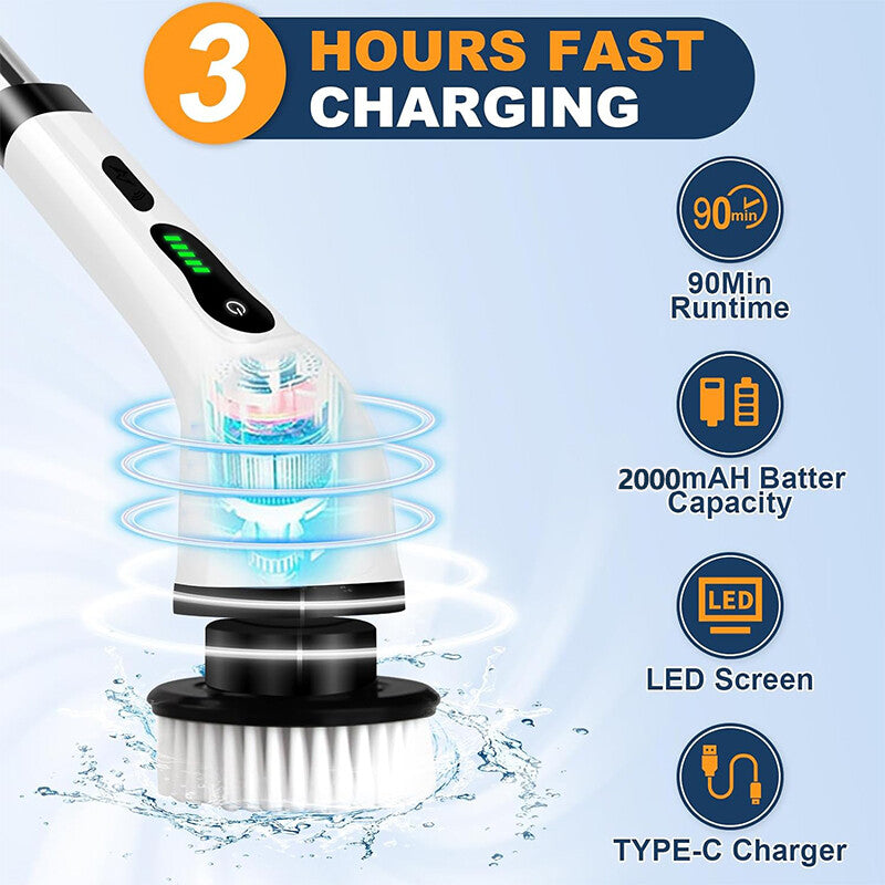 Cordless Electric Spin Scrubber Turbo Scrub Cleaning Brushs Chargeable Bathroom