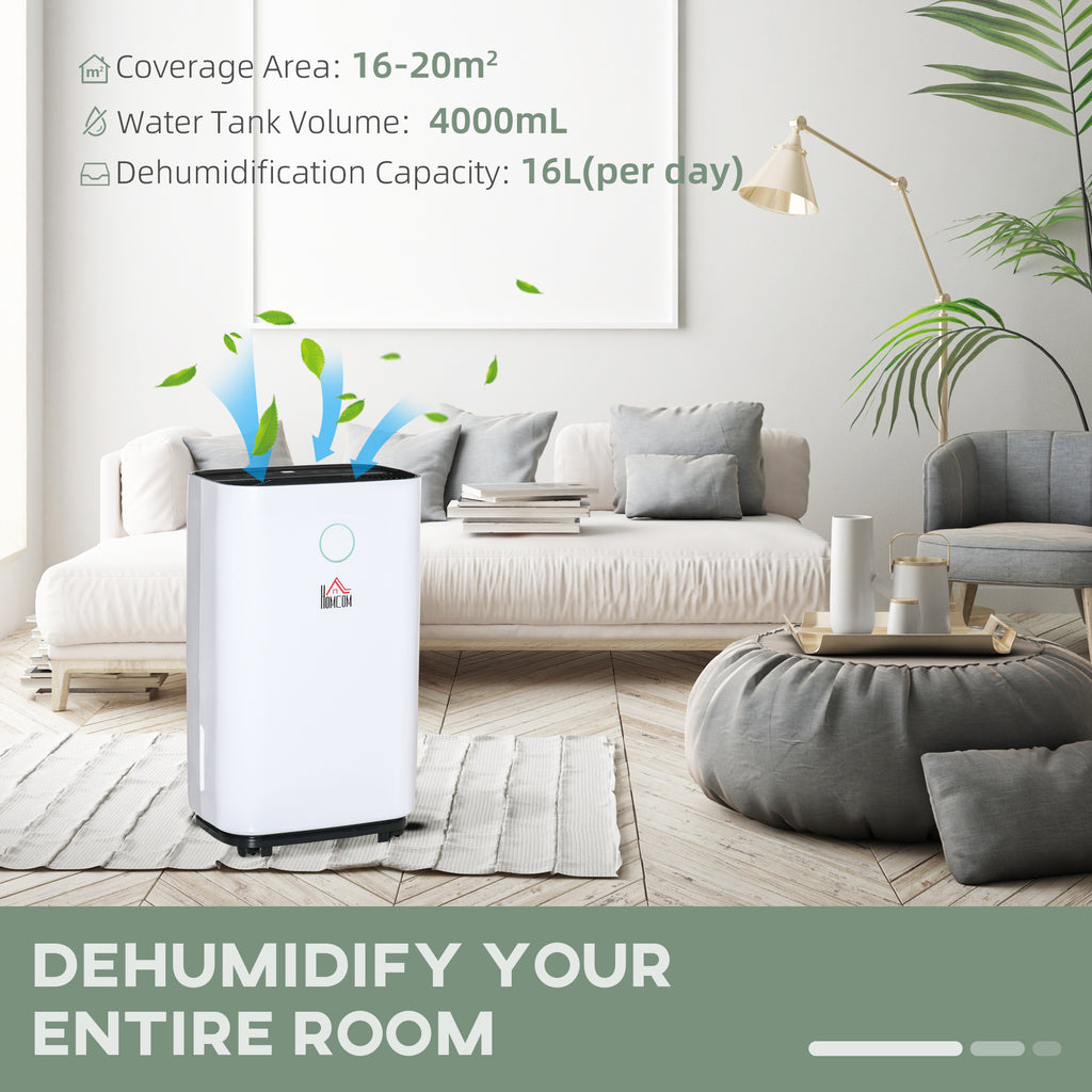 16L/Day Portable Dehumidifier For Home, With LED Screen, Sleep Mode, 24H Timer, Electric Air Dehumidifier For Damp Laundry Bedroom Basement