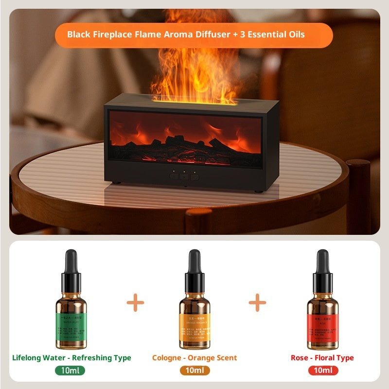 3D Fireplace Flame Aroma Diffuser, Desktop Home Remote Control Humidifier
