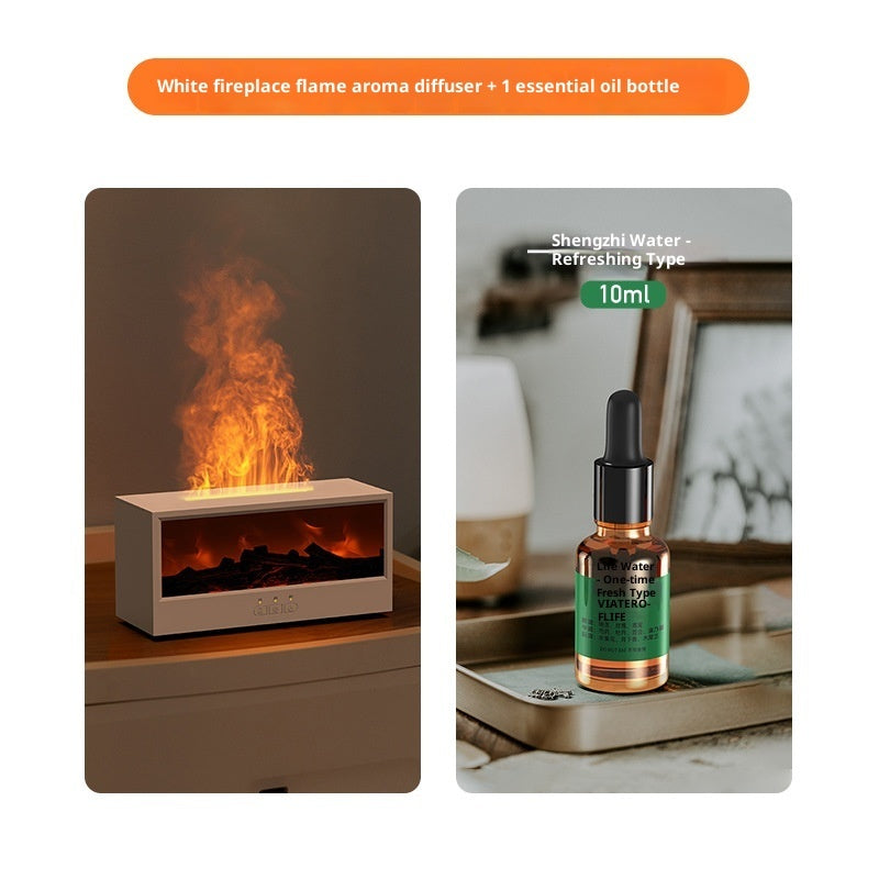 3D Fireplace Flame Aroma Diffuser, Desktop Home Remote Control Humidifier