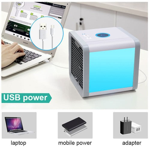 Air Cooler Fan Mini Portable Conditioner Humidifier Bedroom Desk USB 7LED Gift